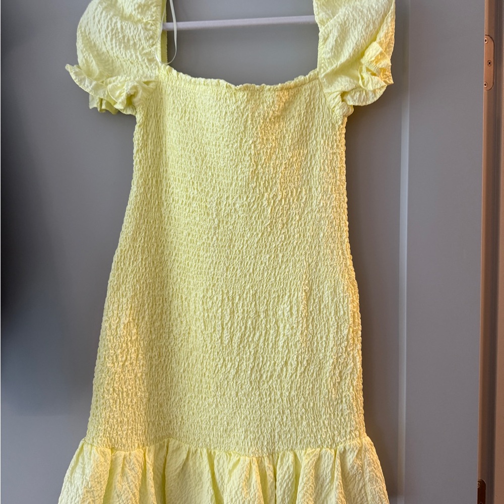 NWT Zara Yellow Mini Sundress with Puff Sleeves